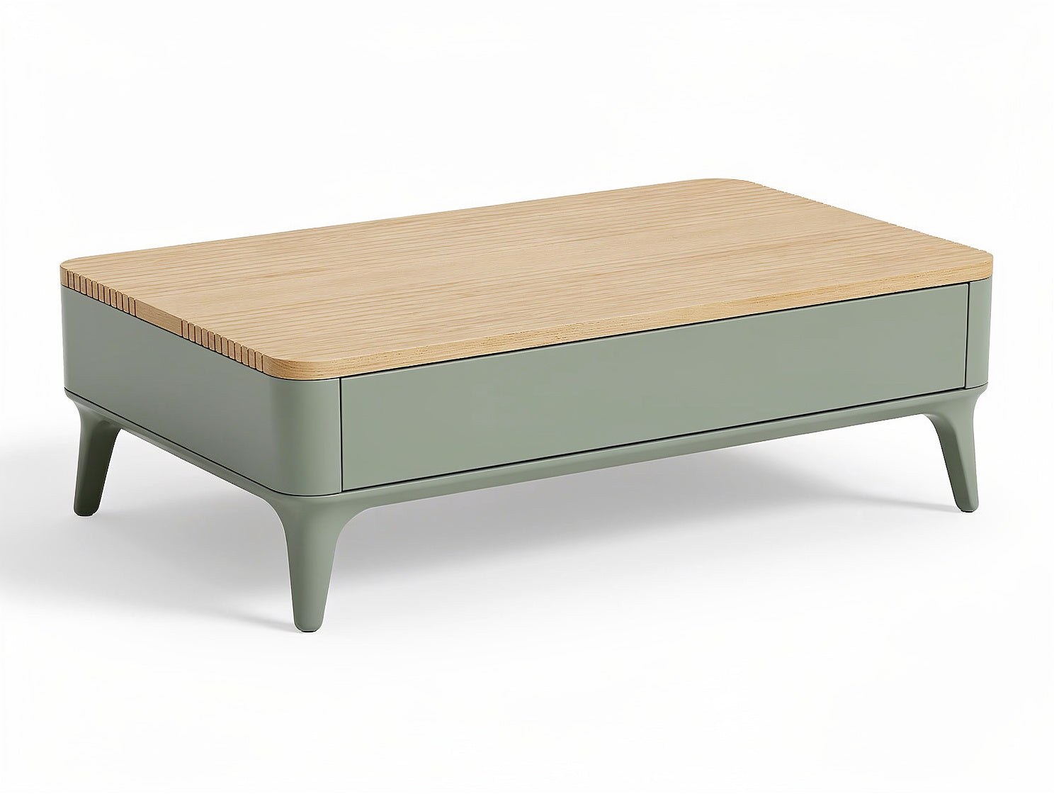 **Stolik kawowy z drewna i metalu, minimalistyczny design**
