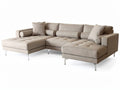 **Tytuł techniczny w języku polskim:** Sofa narożna z poduszkami w odcieniu beżowym, nowoczesny design.